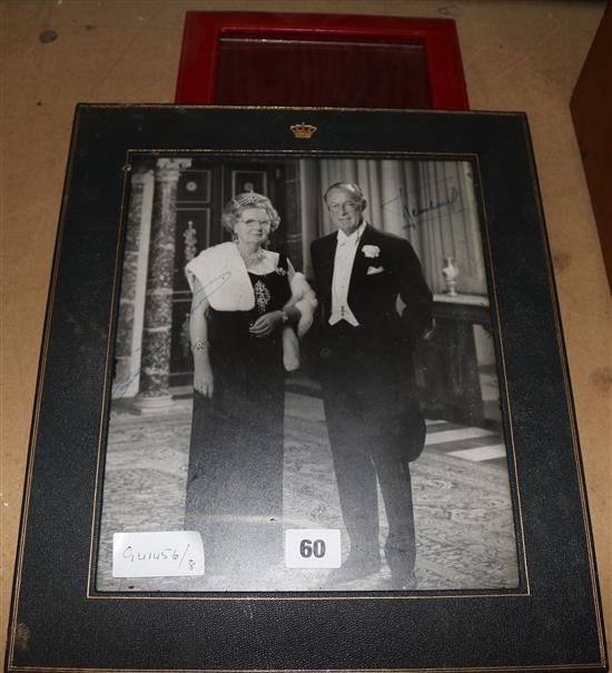 Leather framed signed Royal photograph & another frame